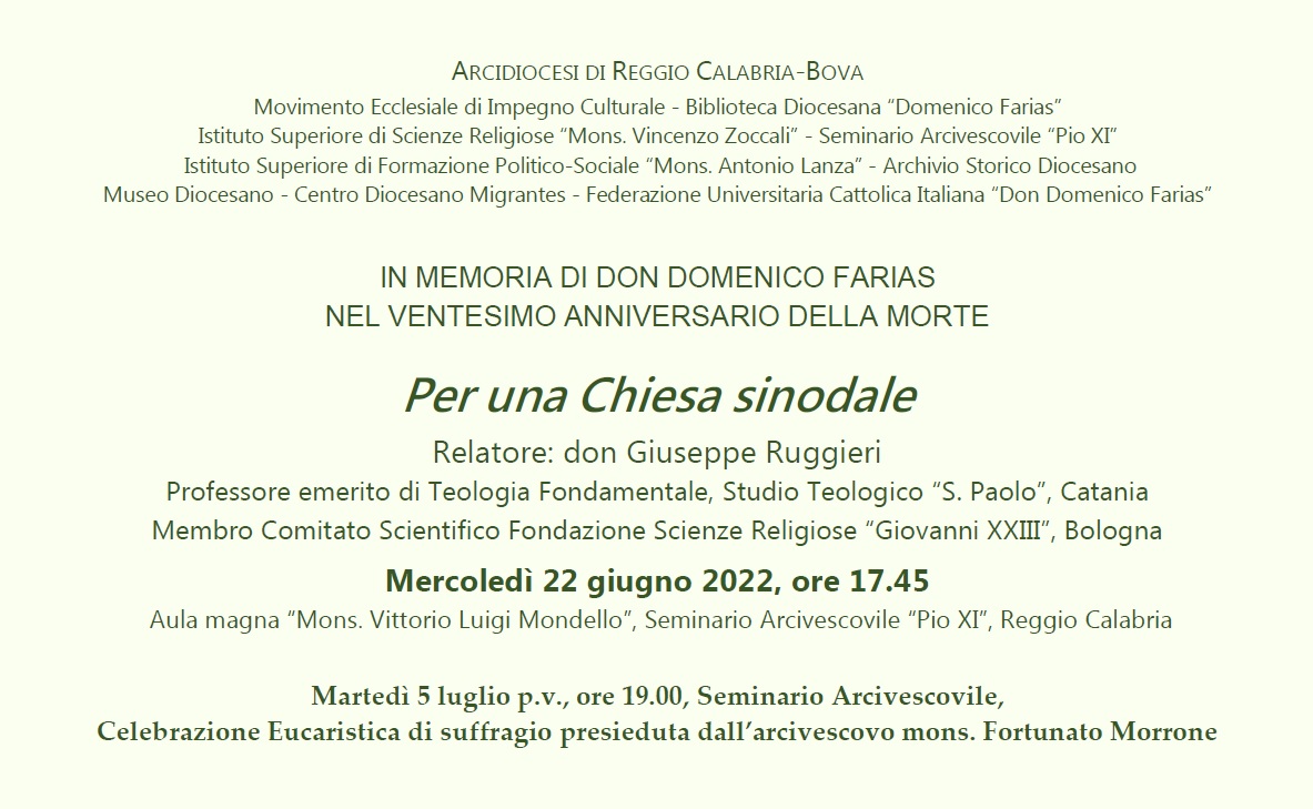 Per una Chiesa sinodale – Incontro in memoria di Don Don Farias nel 20° anno della morte